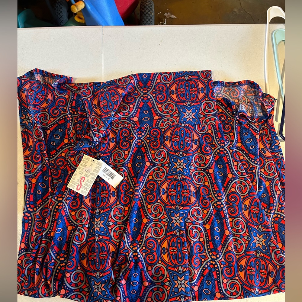 Vibrant Red and Blue Patterned Maxi Skirt